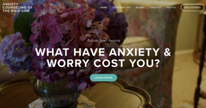 home page of anxiety counseling website with flowers in background